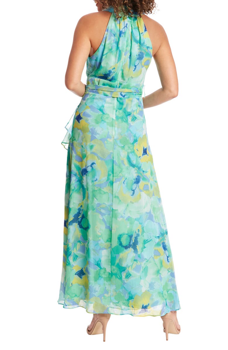 London Times Floral Ruffle Sleeveless Chiffon Maxi Dress, Alternate, color, 