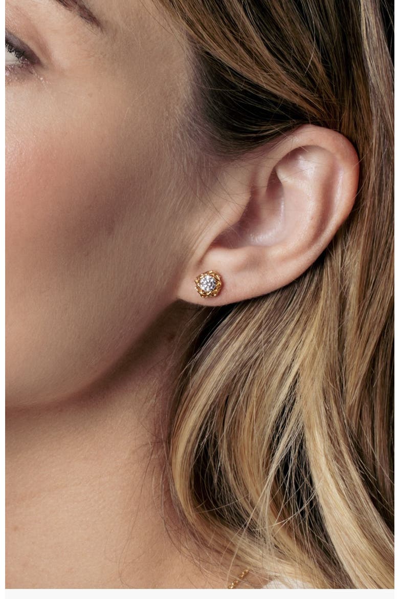 Crown of Thorns Stud Earrings, Alternate, color, 18k Gold Plated