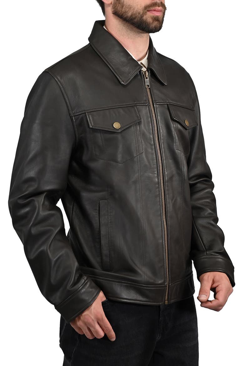 Leather Jacket, Alternate, color, DARK BROWN