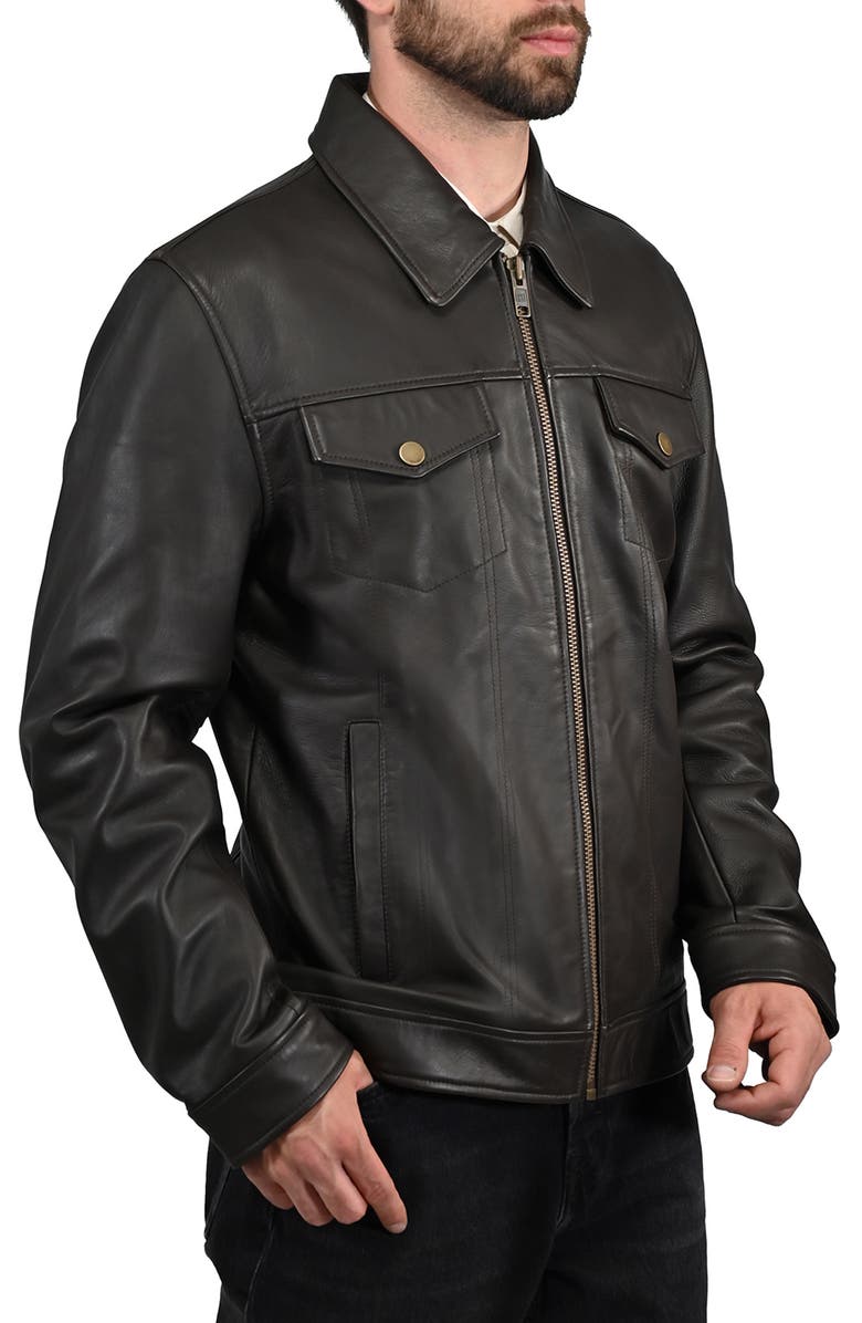 Frye Leather Jacket, Alternate, color, Dark Brown