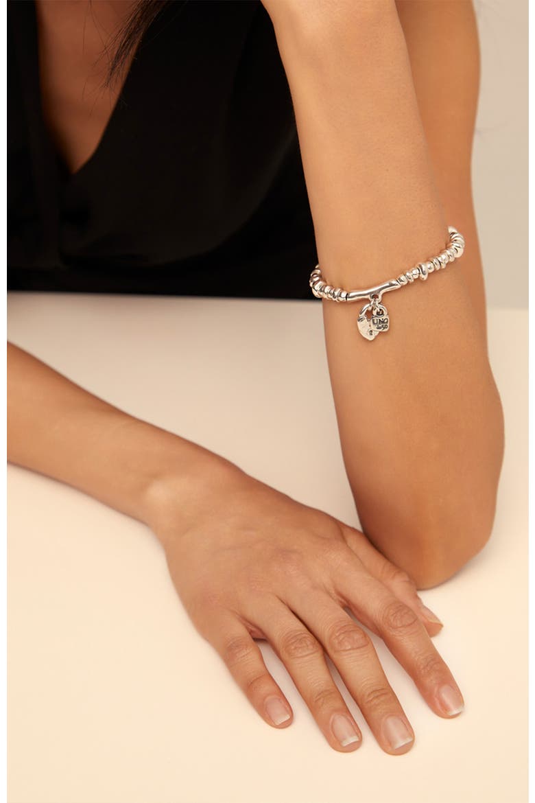Sterling Silver-Plated Beaded Bracelet with Charms, Alternate, color, Silver