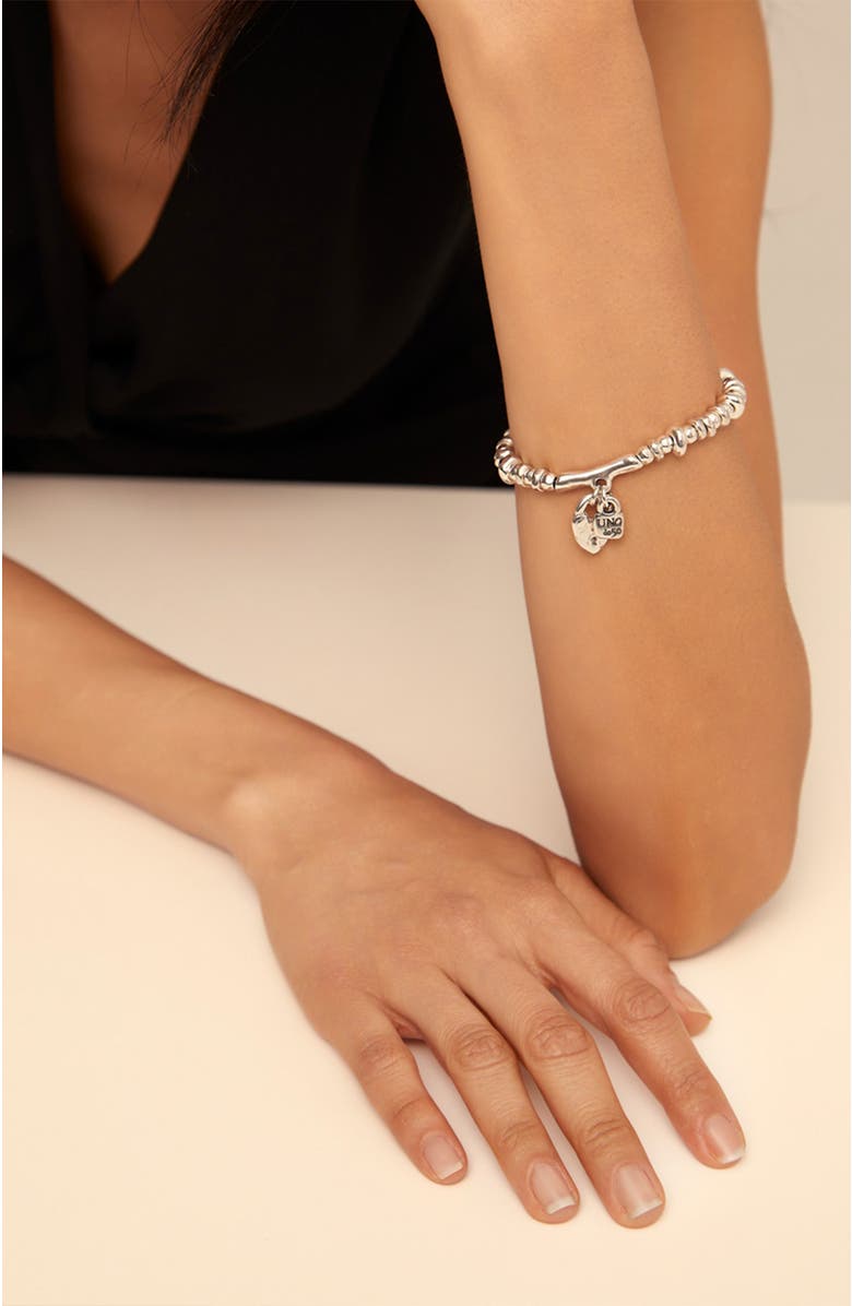 UNODE50 Sterling silver-plated beaded bracelet with charms, Alternate, color, Silver