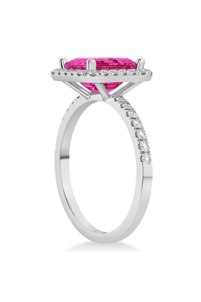 Emerald-Cut Pink Tourmaline & Diamond Engagement Ring 14k, Alternate, color, 3.32ct/White Gold