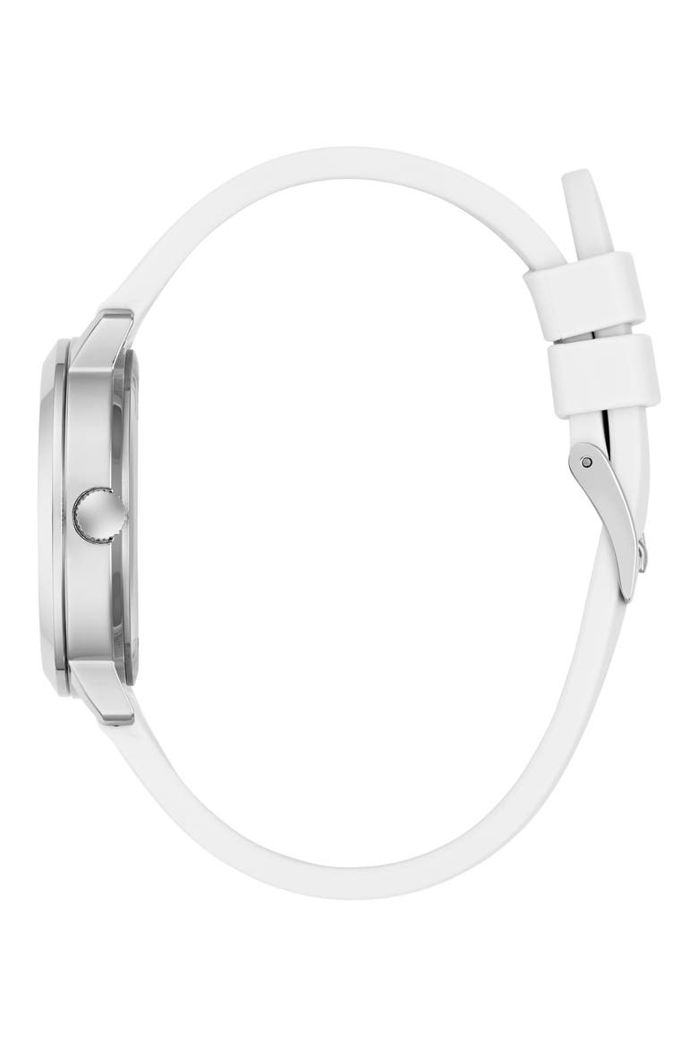 Devotion Silicone Strap Watch, 36mm, Alternate, color, SILVER/ WHITE