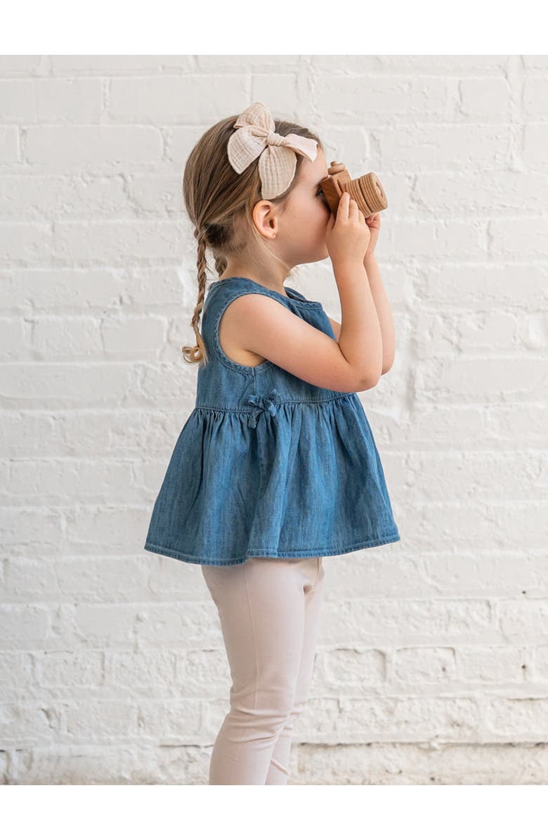 KENDI by Colored Organics Organic Lana Chambray Ruffle and Bow Tank, Alternate, color, Chambray