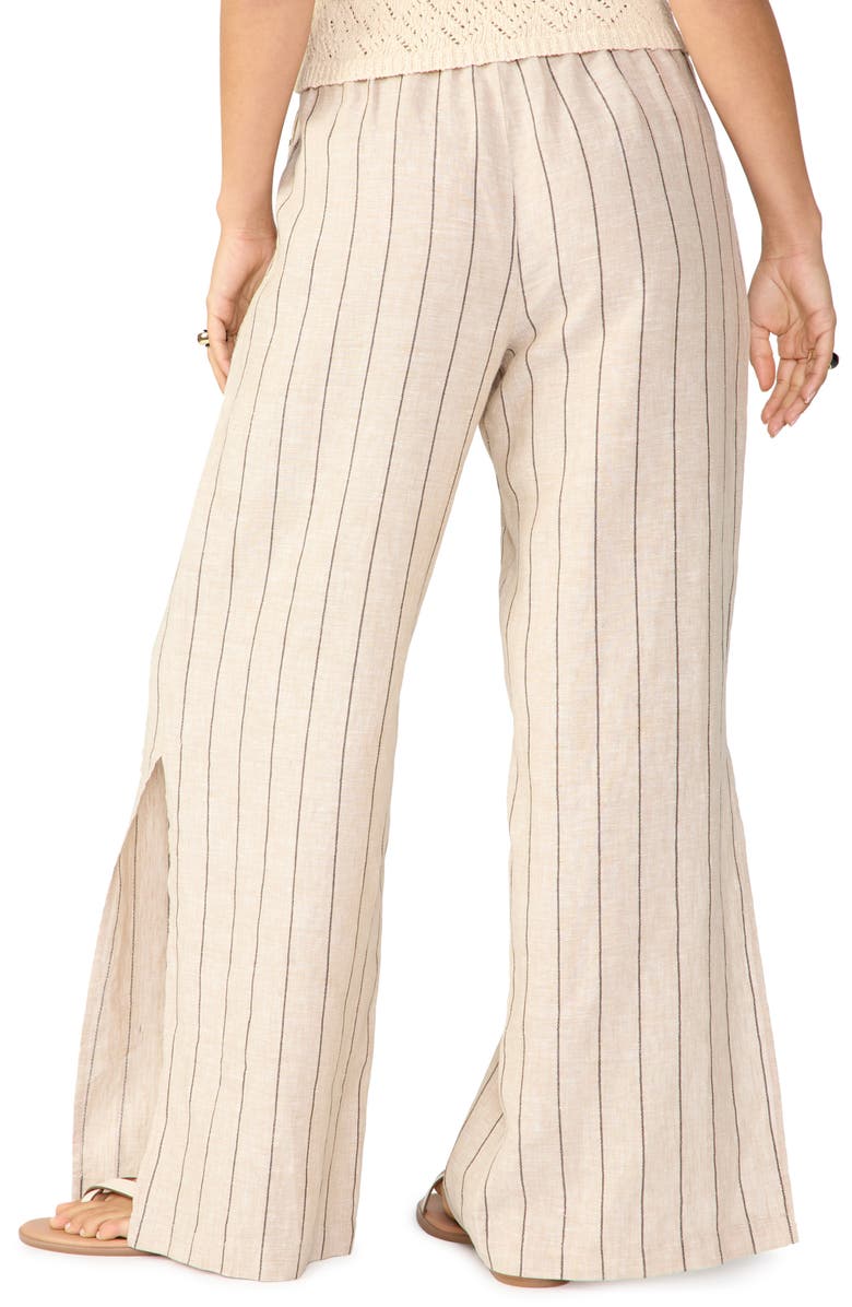 Sanctuary Stripe Side Slit Wide Leg Linen & Cotton Pants, Alternate, color,