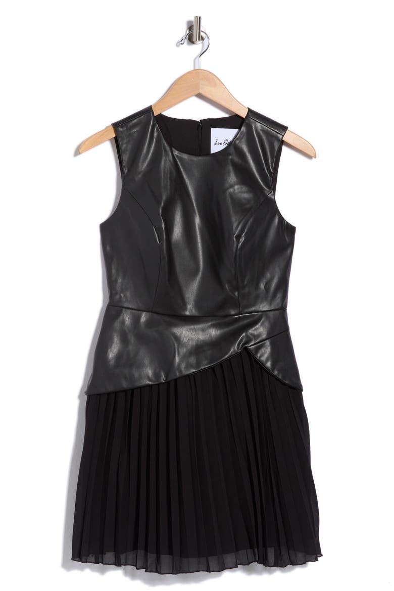 Mixed Media Minidress, Alternate, color, BLACK