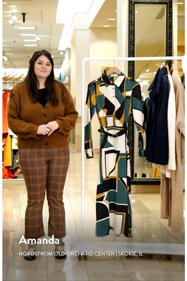 Geo Print Long Sleeve Midi Shirtdress video