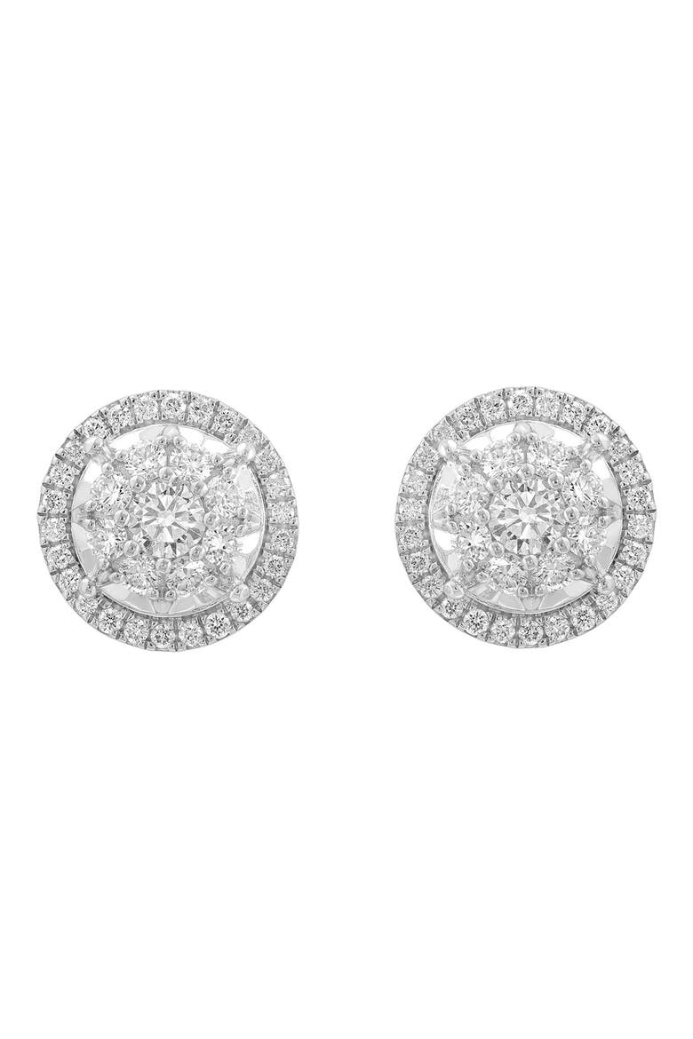 Sterling Silver Lab Grown Diamond Cluster Stud Earrings, Alternate, color, SILVER