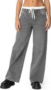 EDIKTED Drawstring Boxer Detail Wide Leg Jeans