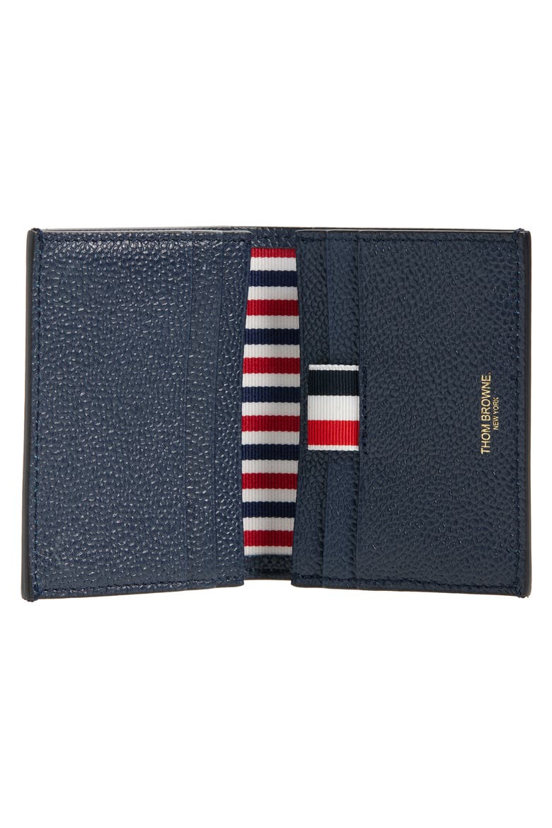 4-Bar Grained Leather Bifold Card Case, Alternate, color, NAVY