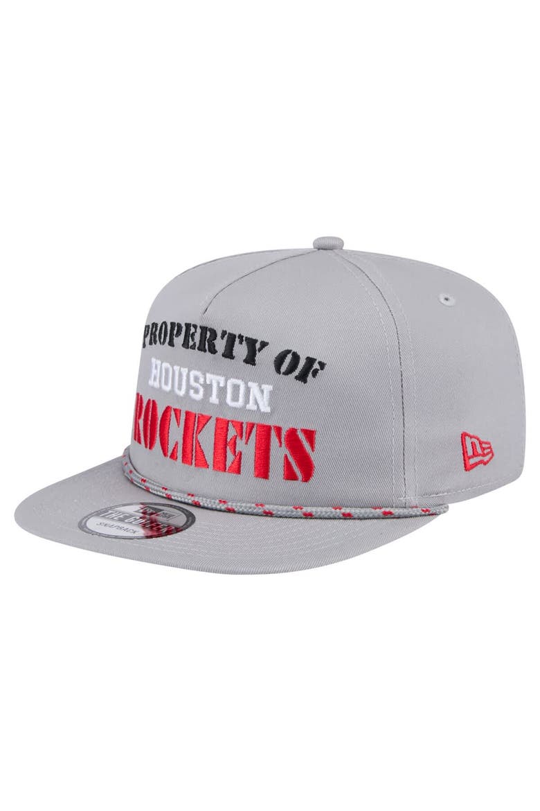 Men's New Era Gray Houston Rockets Throwback Property Of Golfer Snapback Hat, Alternate, color, Gray