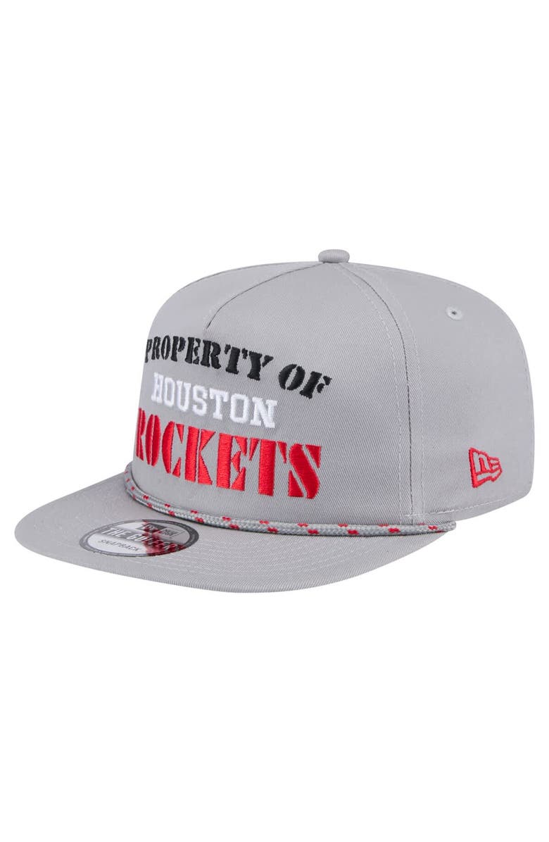 New Era Men's New Era Gray Houston Rockets Throwback Property Of Golfer Snapback Hat, Alternate, color, Gray