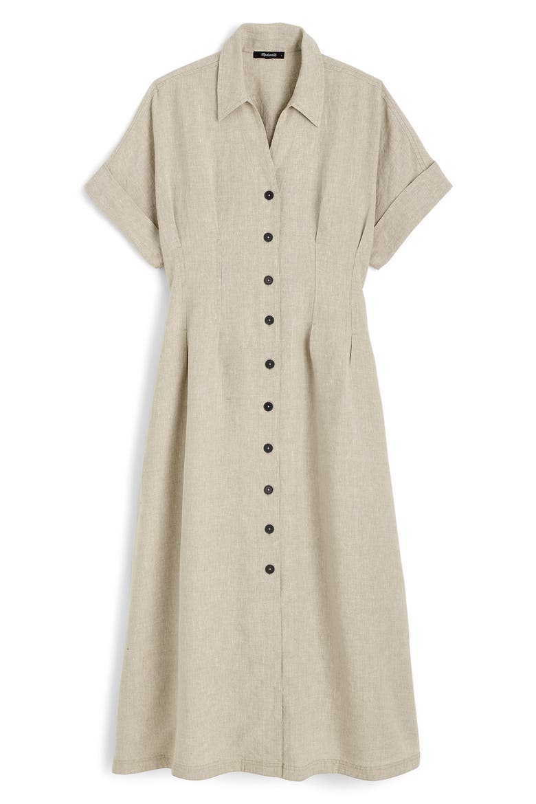 madewell pleated button front shift dress Denim Pleated Mini Shirtdress