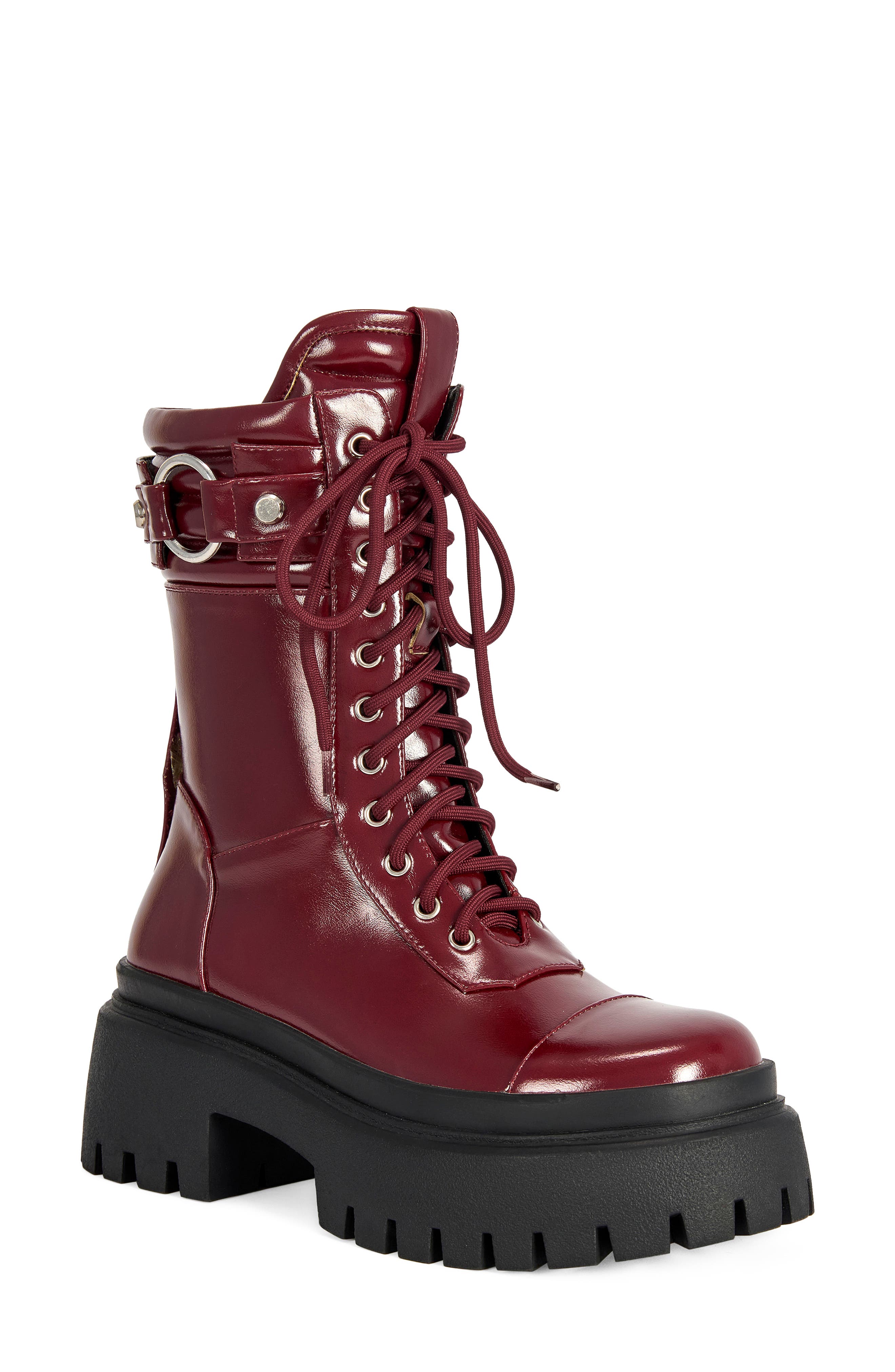 Wednesday Faux Leather Boot, Main, color, BURGUNDY