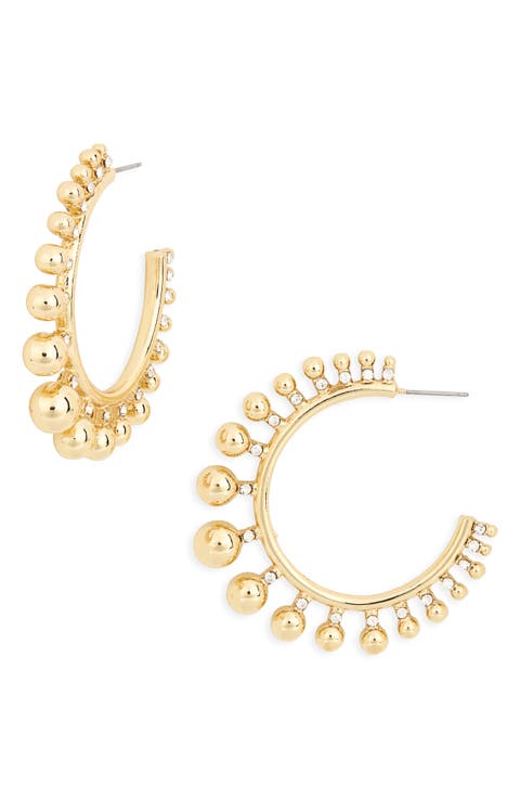 Crystal Ball Studded Hoop Earrings