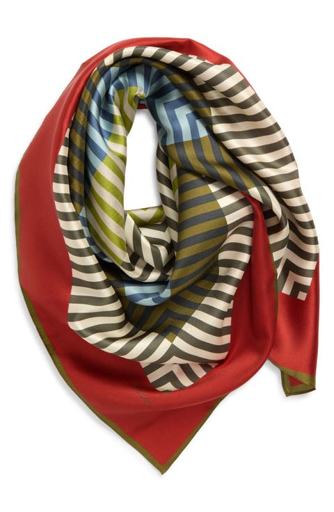 Concentric Stripes Square Silk Scarf