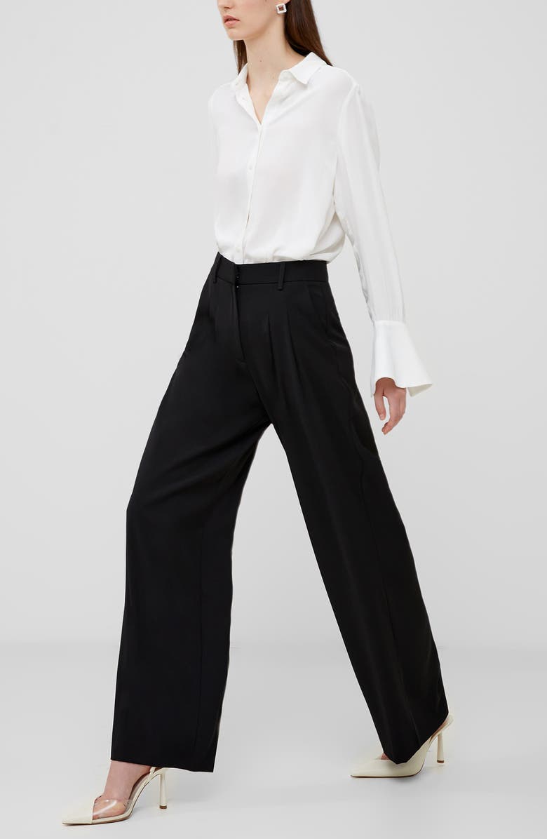 French Connection Harrie Wide Leg Suiting Pants, Alternate, color, 01-Blackout