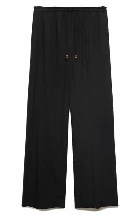 MANGO Drawstring Waist Linen Blend Pants