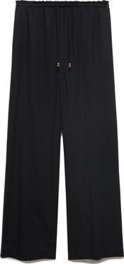 MANGO Drawstring Waist Linen Blend Pants