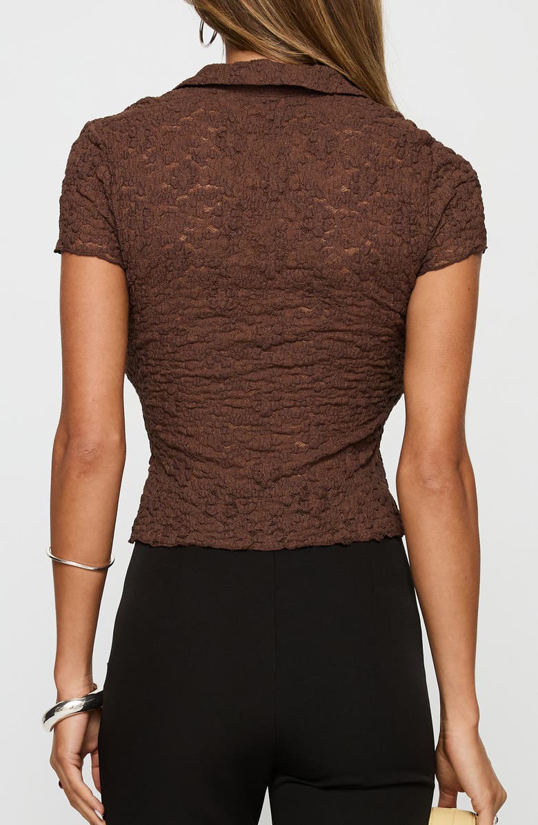 Princess Polly Best Shot Collar Lace Crop Top, Alternate, color, Brown