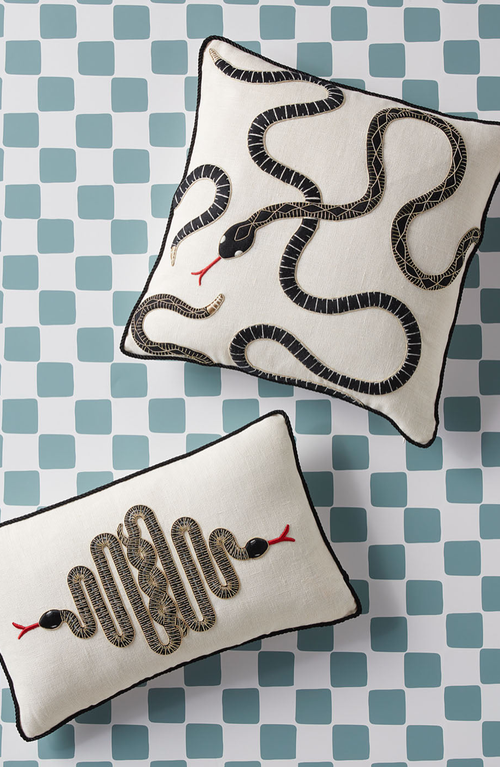 Jonathan Adler Eden Embroidered Pillow In Black