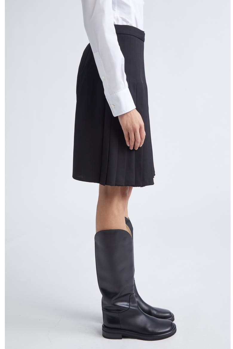 Eleonora Pleated Twill Skirt, Alternate, color, BLACK
