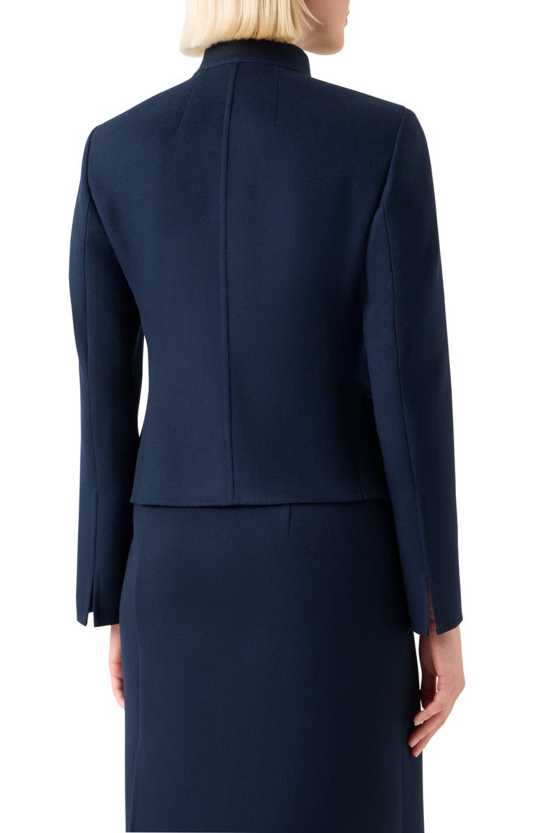 Akris Fitted Virgin Wool Flannel Jacket, Alternate, color, Navy