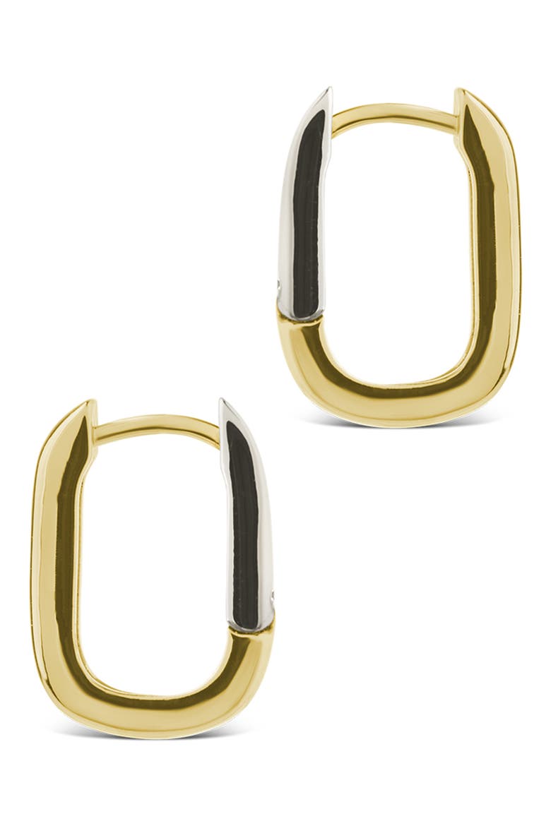 Gianna Two-Tone Rectangular Hoop Earrings, Alternate, color, DUAL TONE