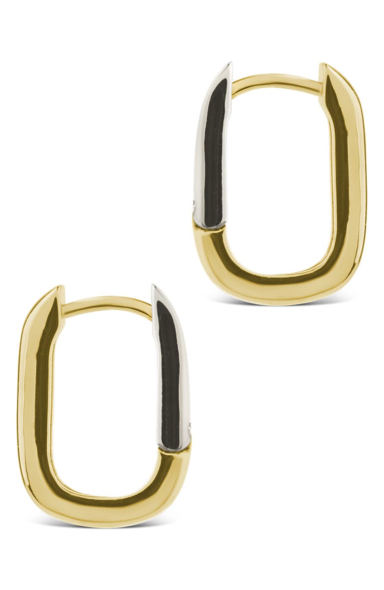 Sterling Forever Gianna Two-Tone Rectangular Hoop Earrings, Alternate, color, Dual Tone