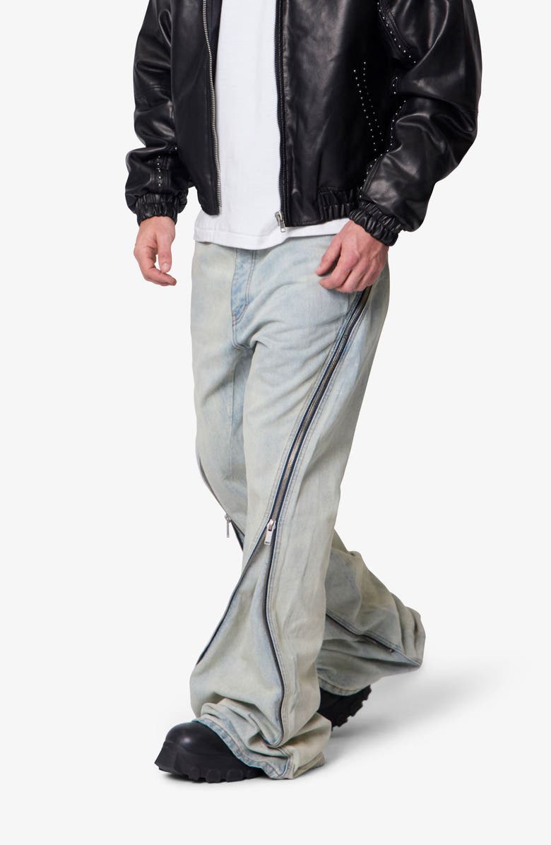 mnml Zipper Extra Flare Leg Jeans, Alternate, color,