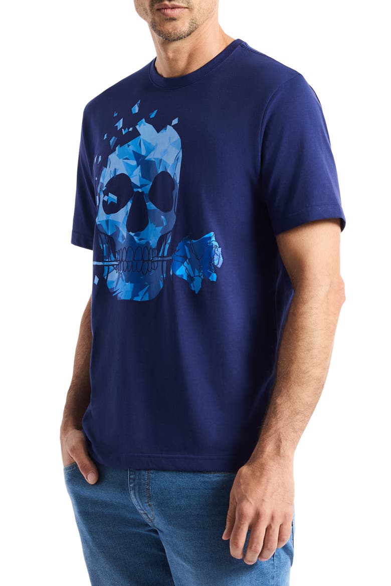Rose Skull Graphic T-Shirt, Alternate, color, NAVY