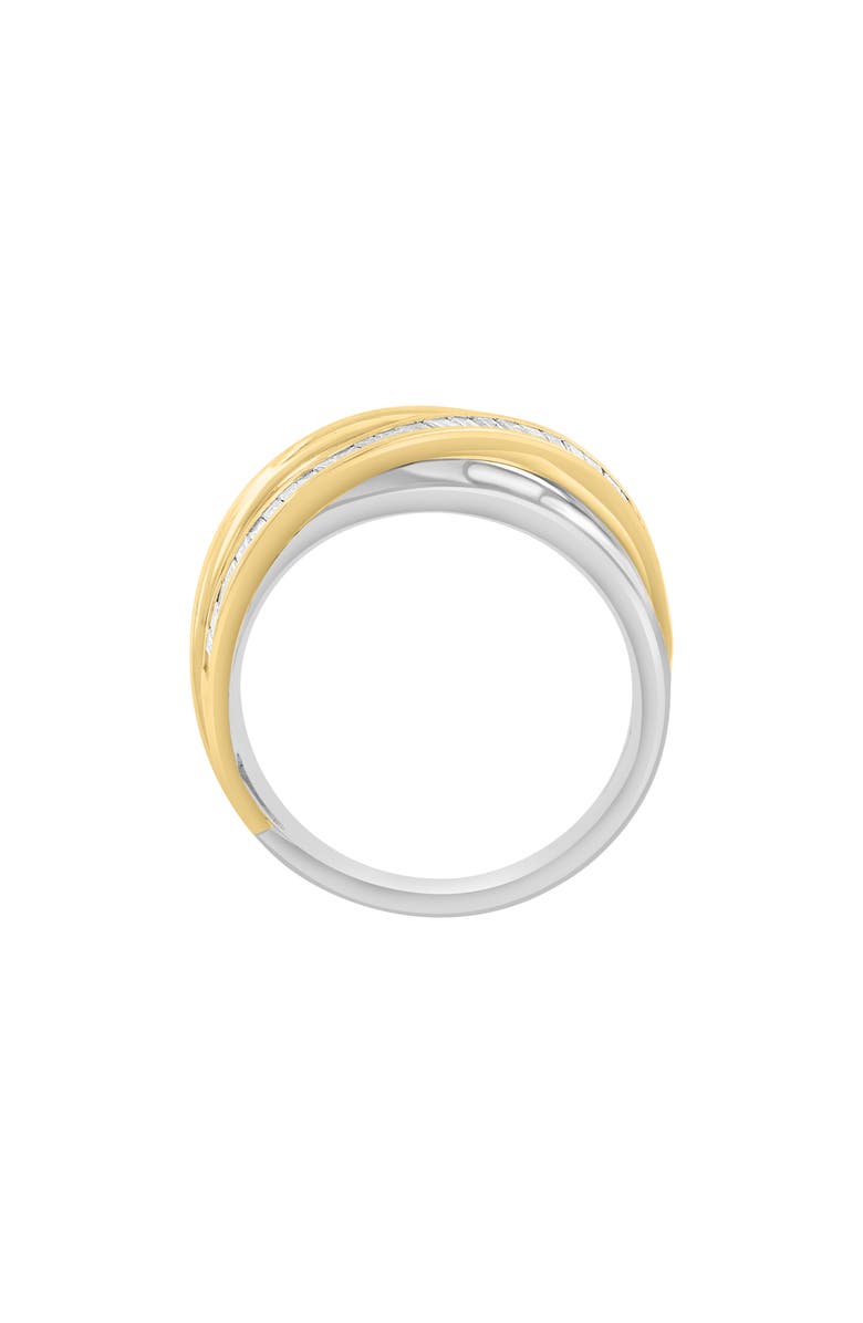 EFFY Two-Tone Baguette Diamond Crossover Band Ring, Alternate, color, 