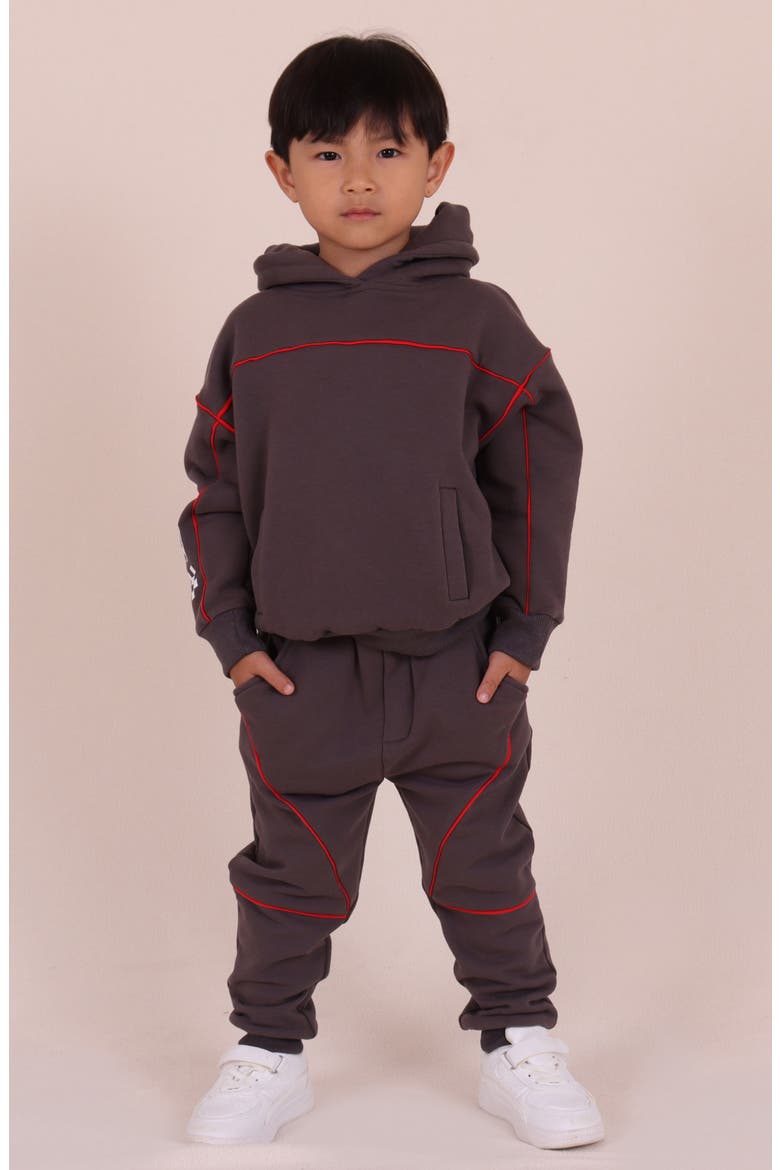 Kids' Piping Hot Hoodie, Alternate, color, CHARCOAL