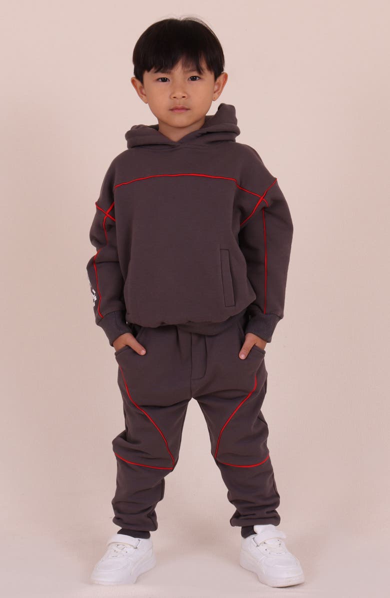 TINY TRIBE Kids' Piping Hot Hoodie, Alternate, color, Charcoal