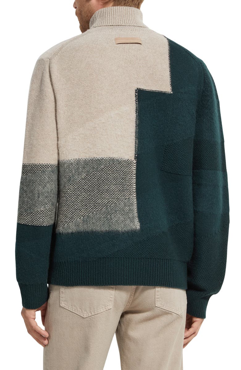 ZEGNA Cashmere & Mohair Turtleneck Sweater, Alternate, color, Light Taupe/ Dark Green