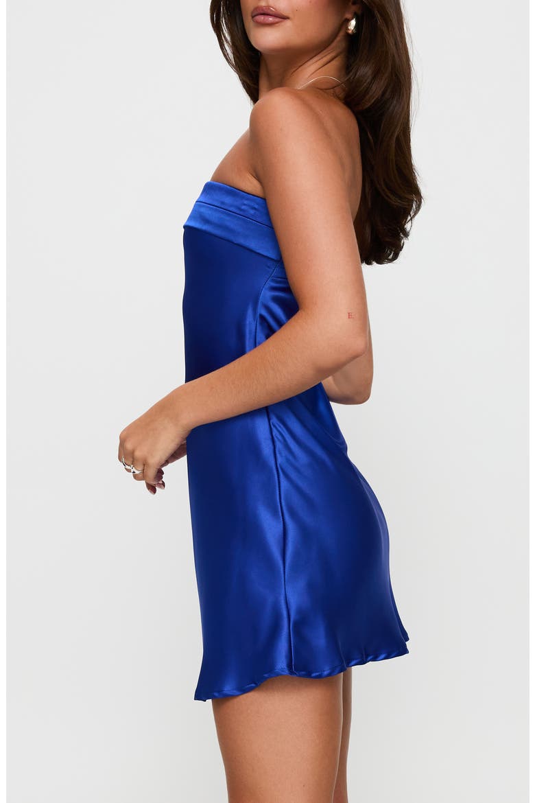 Phillipa Strapless Satin Minidress, Alternate, color, COBALT