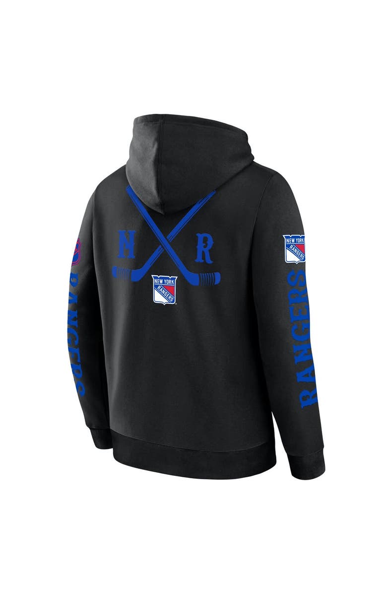 FANATICS Men's Fanatics Black New York Rangers Big City Legacy Fleece Pullover Hoodie, Alternate, color,