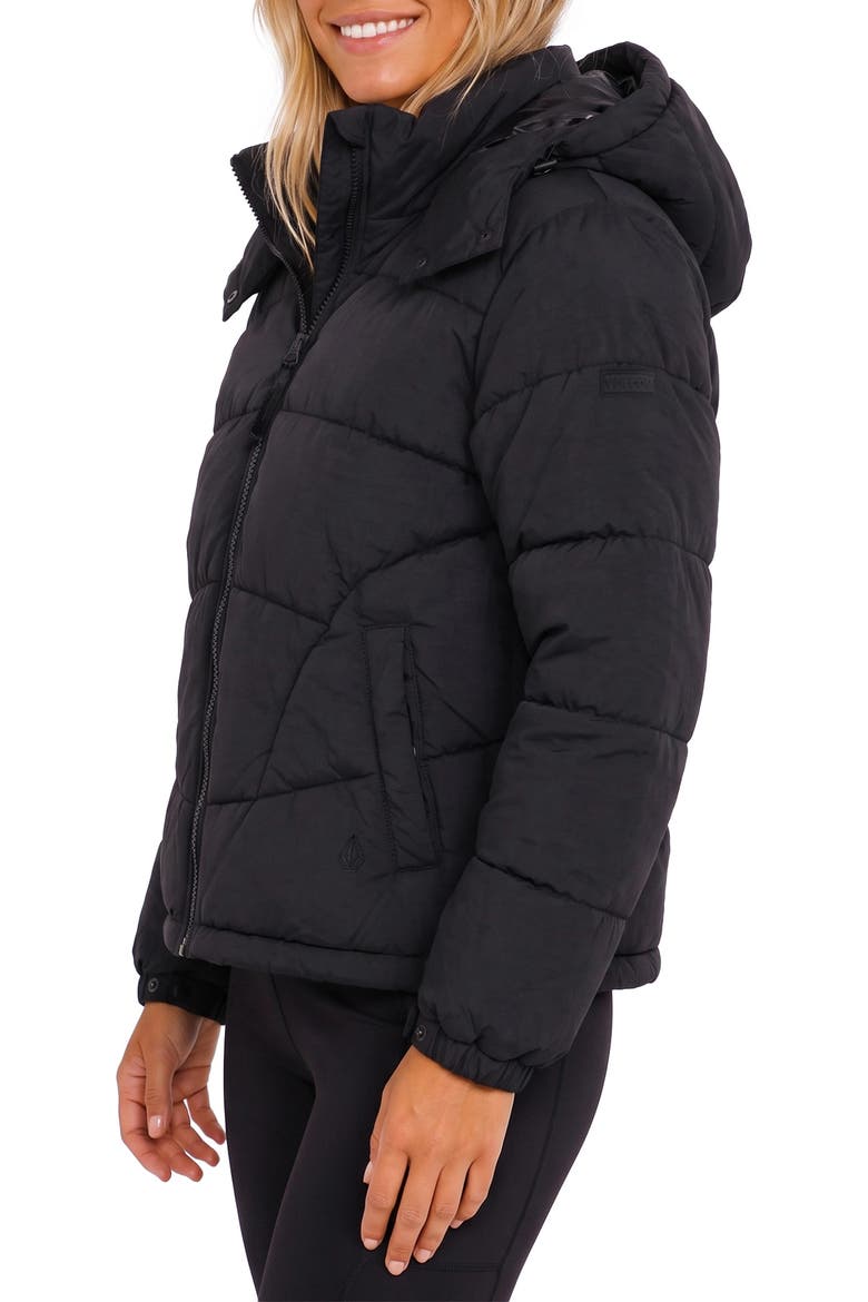 Lola Quilted Puffer Jacket, Alternate, color, BLACK