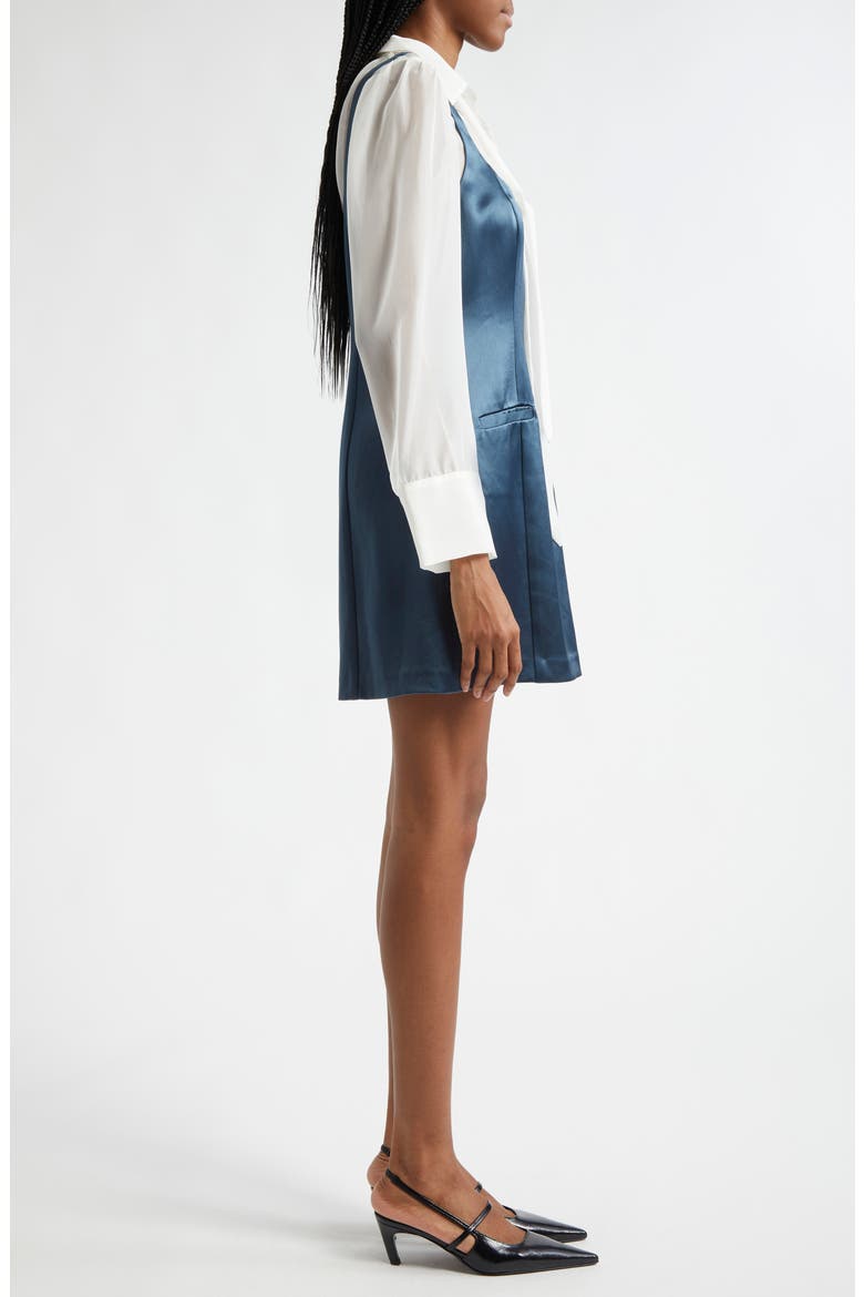 Naia Mixed Media Long Sleeve Layered Dress, Alternate, color, NIGHTFALL/ IVORY