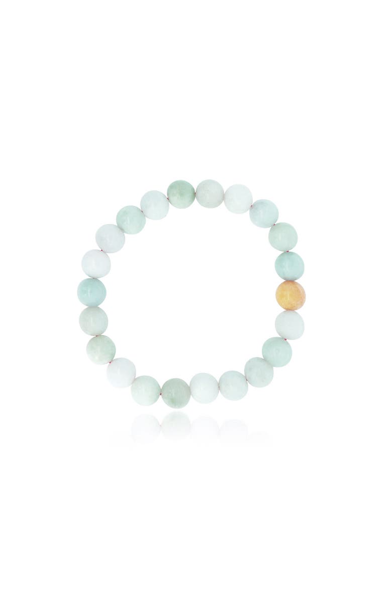 The Lovery Fine Jewelry Jade Bead Stretch Bracelet, Main, color, Green