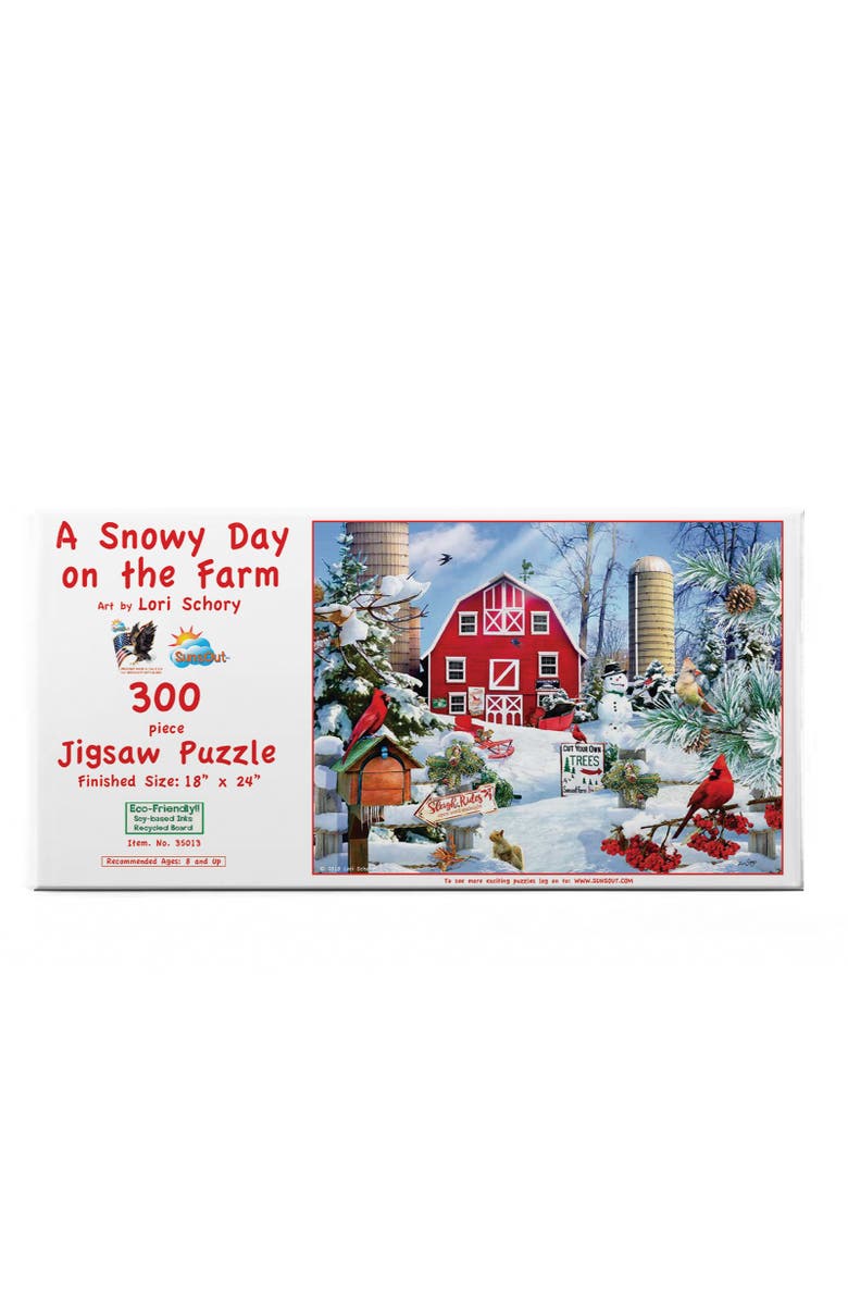Sunsout A Snowy Day on the Farm 300 piece Jigsaw Puzzle for Adults, Alternate, color, Multicolor
