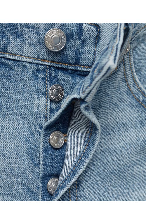 Mango Button Fly Fray Hem Denim Shorts In Blue