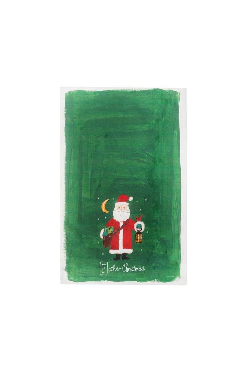 C&F Home "Father Christmas Alphabet "F" 100% Cotton Printed Flour Sack Dishtowel, Main, color, Green