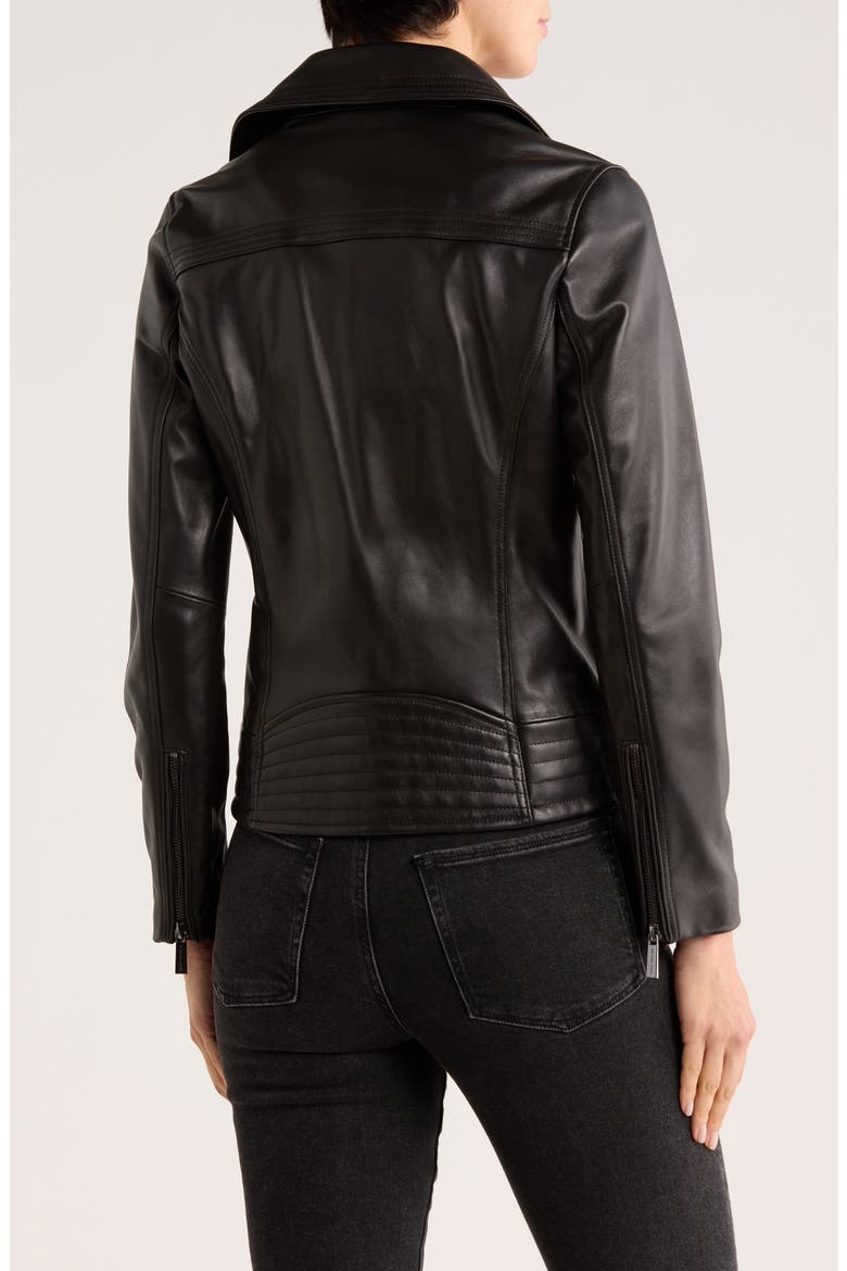 Asymmetric Leather Jacket, Alternate, color, BLACK