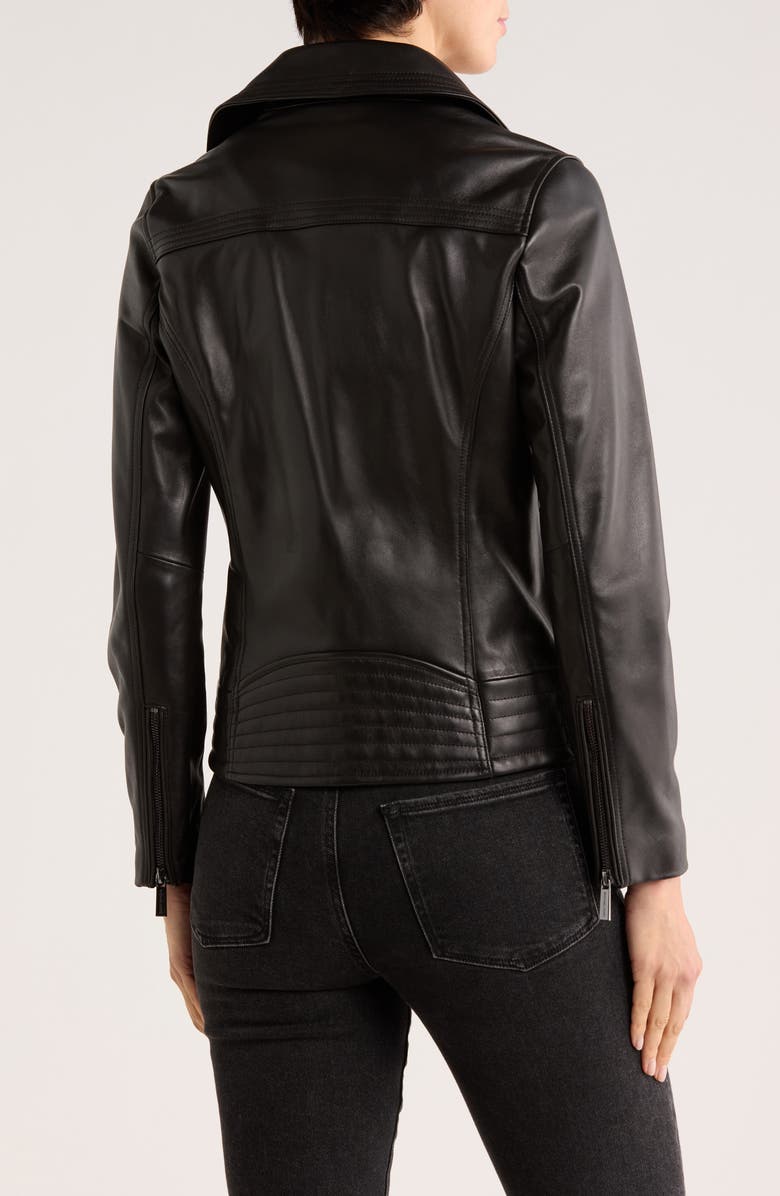 Michael Kors Asymmetric Leather Jacket, Alternate, color, Black