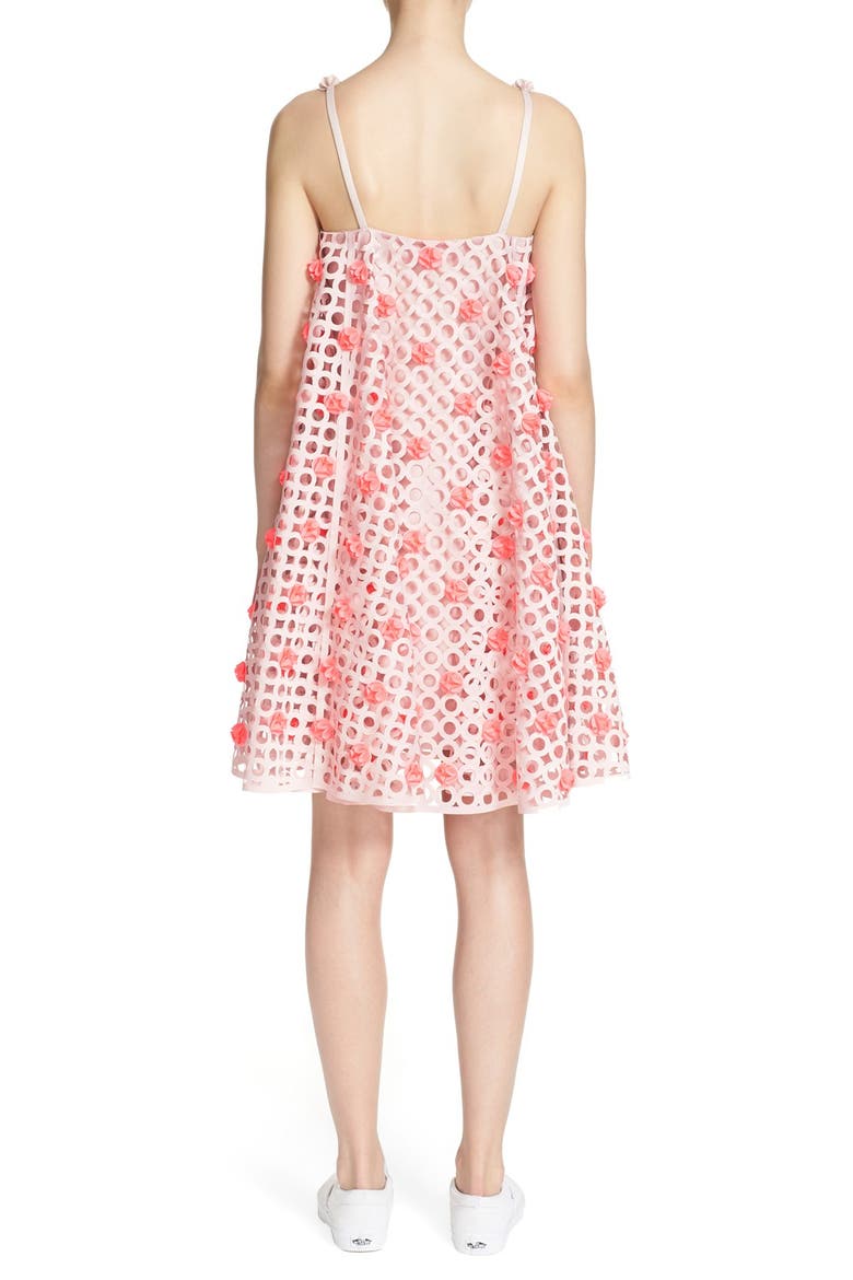 Laser Cut Trapeze Dress, Alternate, color, ASHY PINK/ ACID PINK