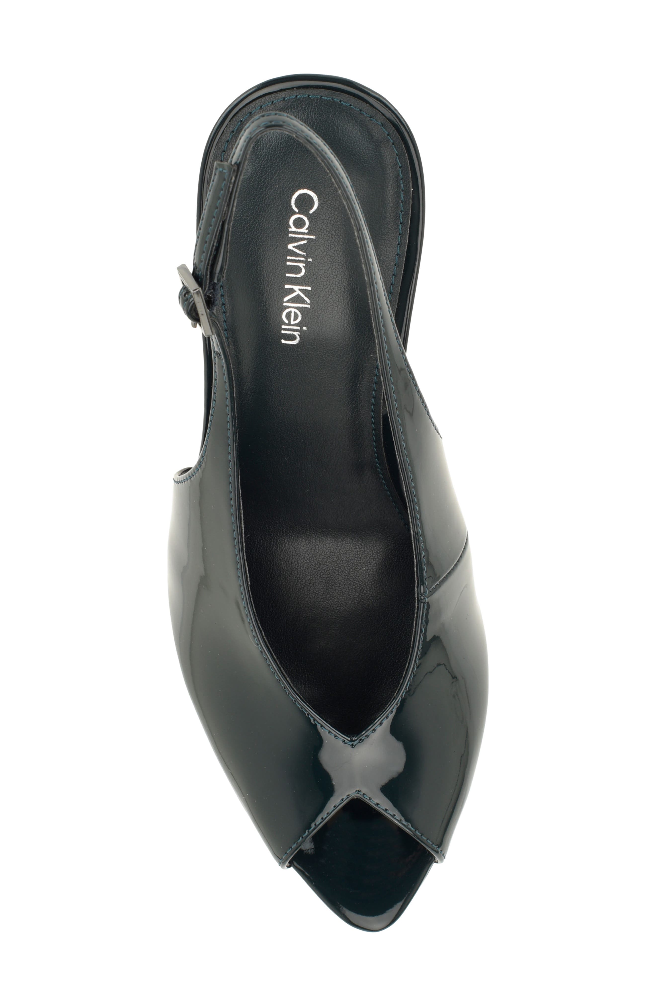 Dorris Faux Leather Peep Toe Pump, Alternate, color, DARK GREEN PATENT