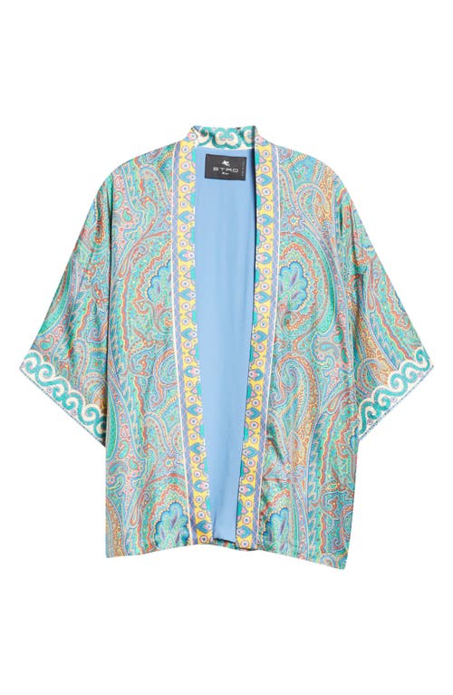 Shop Etro Paisley Silk Cape In Green Print