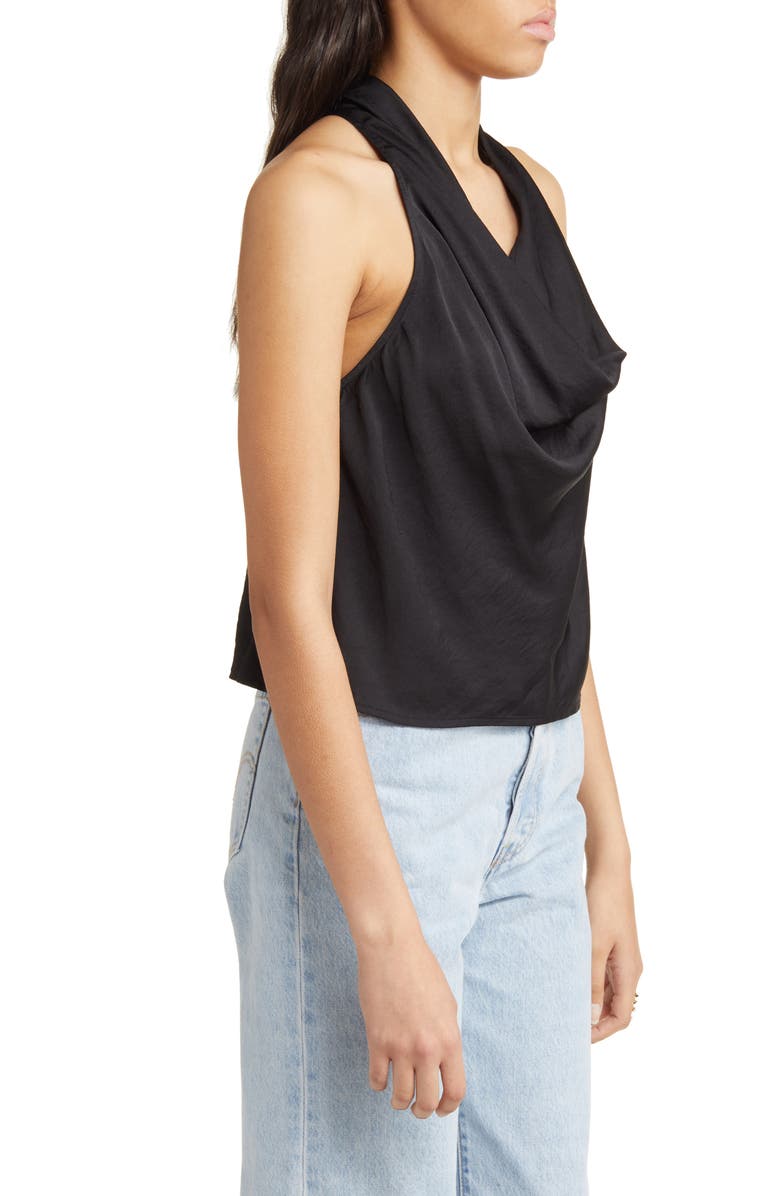 Open Edit Cowl Neck Satin Tank, Alternate, color, 